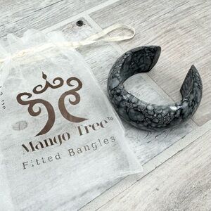 Mango Tree Marble Black Grey Fitted Bangle Cuff